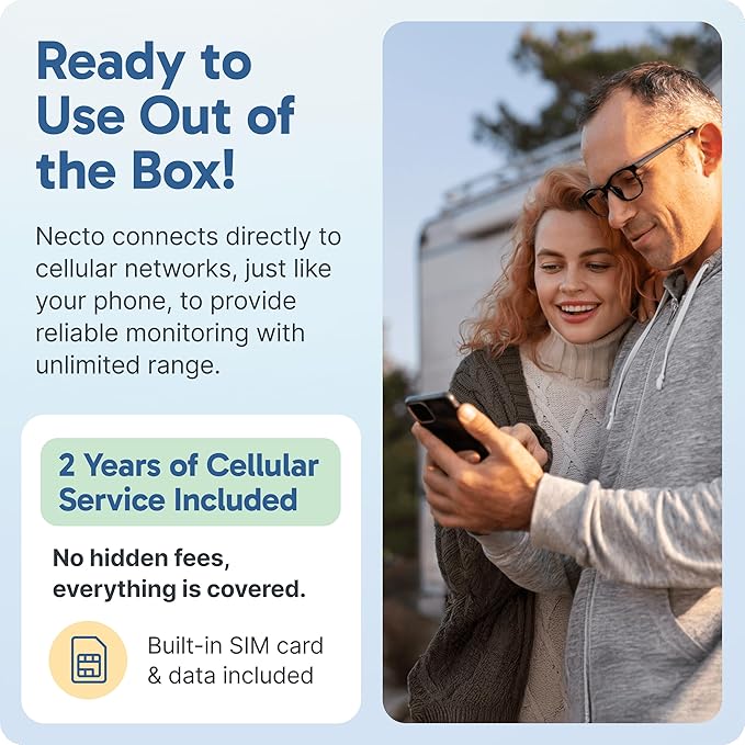 Necto Cellular Temperature Monitor - Remote Power Failure Alarm & Humidity Sensor with Unlimited Alerts. Temp Monitoring System for RV Pet Safety, Vacation Home, Server Room. No Fees or WiFi Required - Image 2