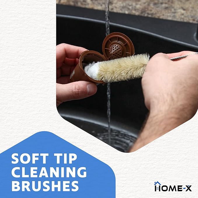HOME-X Soft-Tip Cleaning Brush Set, Soft Scrub Brush with Long Handle, Handy Crevice-Cleaning Tool, Glassware-Cleaning Brush, Set of 3 - Image 2