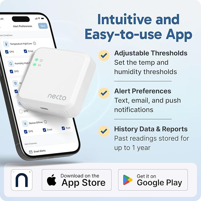 Necto Cellular Temperature Monitor - Remote Power Failure Alarm & Humidity Sensor with Unlimited Alerts. Temp Monitoring System for RV Pet Safety, Vacation Home, Server Room. No Fees or WiFi Required - Image 5