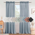 Linen Curtains Elegant Natural Linen Blended Curtains Energy Efficient Light Filtering / Rod Pocket Window Treatments Panels / Drapes for Livingroom (Set of 2, Stone Blue, 52 inch W X 108 inch L) by HVERSAILTEX