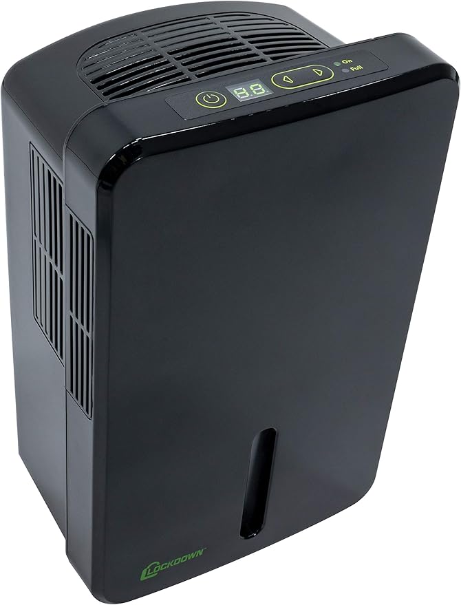 LOCKDOWN Automatic Dehumidifier with Quiet Operation, Drain Hose and Self Monitoring Controls for Humidity Control in Small Rooms, Safes and Closets by Lockdown