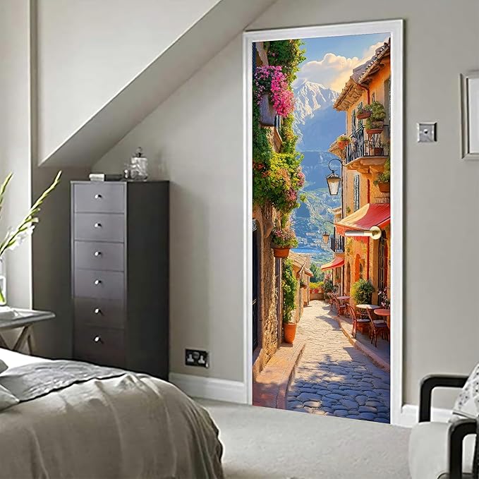 3D Door Decals Stickers, Peel Stick Wall Murals Vinyl Wallpaper Self-Adhesive Mural Door Covers Decorative for Furniture Home Decor Wrinkle-Resistant Waterproof - Image 6