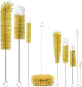 9-Pack Thin Long Handle Bottle Brushes, Stainless Steel Wire Cleaners with Boar Bristle & Wool Tip, Flexible Narrow Neck Cleaner for Wine Bottles, Tubes, Straws, Pipe, Hose & Decanter by Attoshow