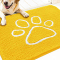 OLANLY Dog Door Mat for Muddy Paws 30x20, Paw Print Design, Absorbs Moisture and Dirt, Absorbent Non-Slip Washable Doormat, Quick Dry Chenille Mud Mat for Dogs, Entry Indoor Entryway Carpet, Yellow by OLANLY