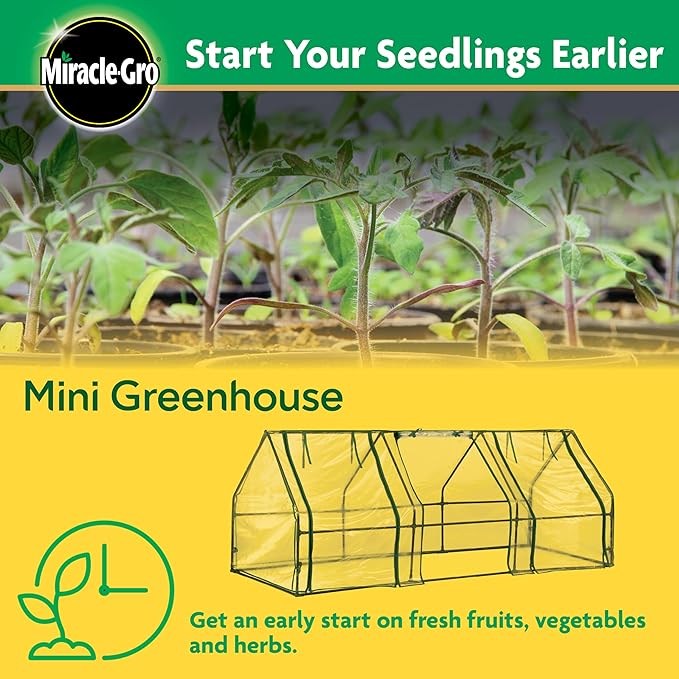 Miracle-GRO Mini Greenhouse 3’ x 8’ x 3’ Outdoor Mini Greenhouse Plant Tent, All-Season Compact Plant Growth Accelerator with PVC Cover and Zipper Panels, Clear - Image 2