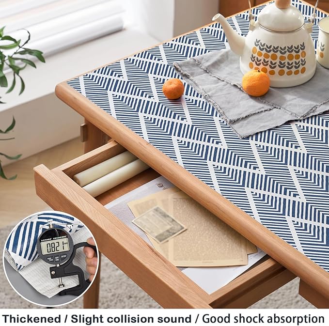 Cohoo Home Drawer and Shelf Liners for Kitchen Cabinet Non Adhesive, 24in ×11.8FT Non Slip Cabinet Liners for Shelves, Drawer Paper Cupboard Strong Grip Bathroom Waterproof Washable Thick Blue Stripe - Image 5