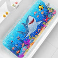 XIYUNTE Baby Bath Mat for Tub Non Slip Kids Bath Mat - 40''x16'' Extra Long Cartoon Shark Baby Bath Tub Mat Eco-Friendly Toddler Bath Mats with Suction Cups & Drain Holes, Easy to Clean & Easy Drying by XIYUNTE