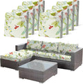 8 Pcs Stretch Sofa Cushion Cover for Patio Floral Waterproof Outdoor Sofa Seat Cushions Covers Summer Tropical Flower Indoor Replacement Couch Slipcover Flexibility Chair Seat Cover by CALBODE