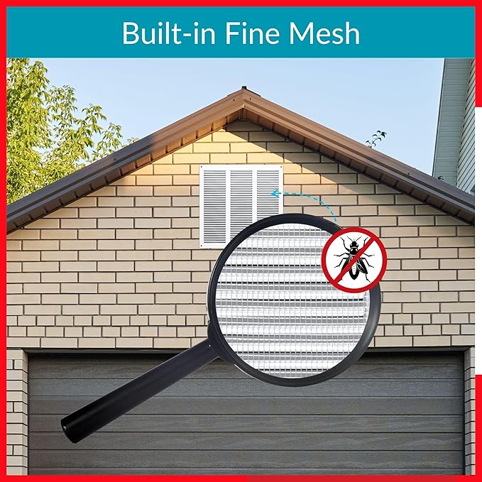 10x10 Vent Cover (Duct Opening) - White HVAC Return Air Grille for Wall and Ceiling - Metal AC Vent Cover with Mesh - Rectangular Air Register - External Dimensions: 11.81" W x 11.81" H - Image 5