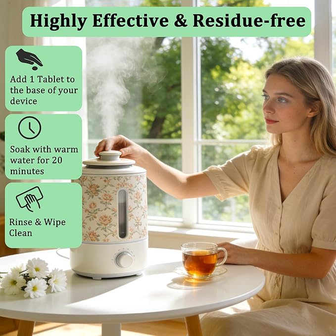 Cleaning Tablets for Humidifiers & Diffusers, Remove Stains and Residue, Prevent Buildup, Humidifier Cleaner Tablets (20-Pack) - Image 3