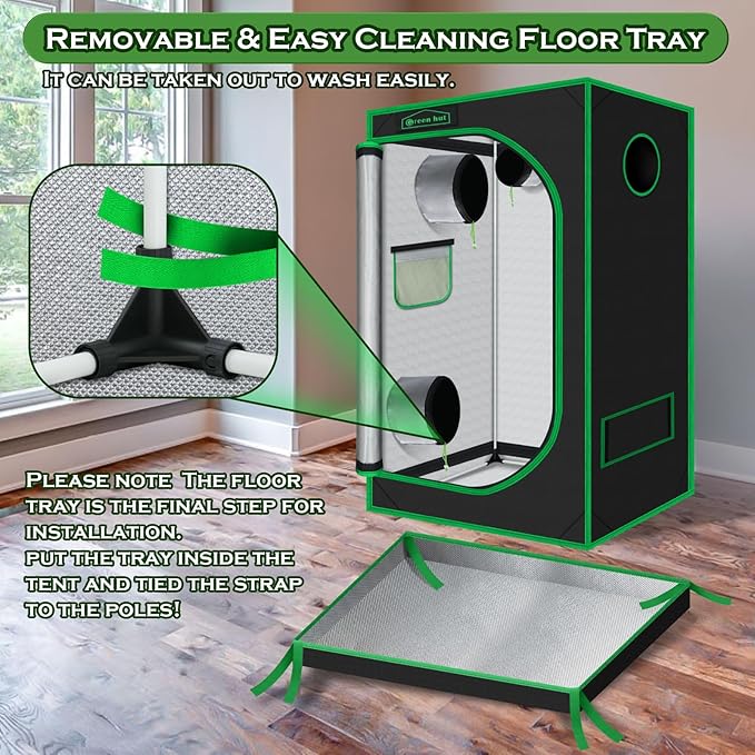 24"x36"x60"Grow Tent for Plants Mylar Hydroponic Grow Tents Indoor Grow Room for Plant Fruit Flower Veg with Removable Waterproof Floor Tray - Image 6