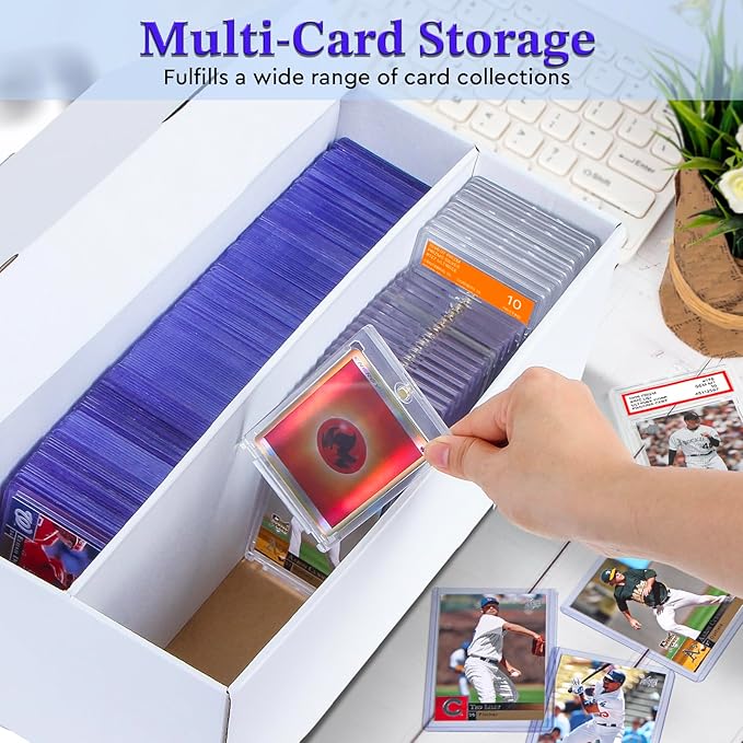 4 Pack Trading Card Storage Box - 2 Rows, Cardboard Storage Box holds 320+ Top Loaders, Graded Card Holder Organizer Case fits PSA/HGA Slabs - Image 5