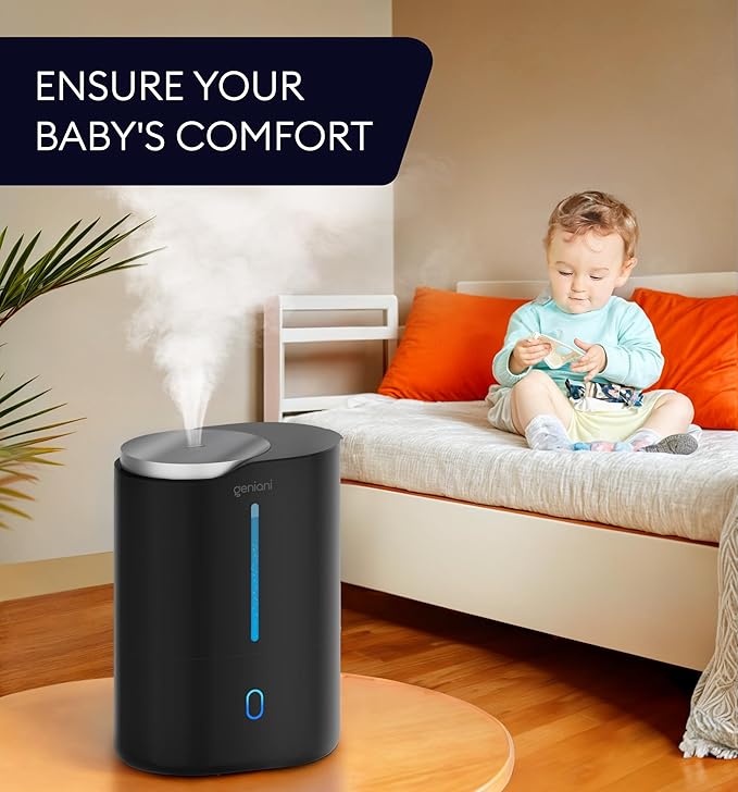 Top Fill Humidifier with Essential Oil Diffuser 6L for Home, Baby, Bedroom, Large Room & Indoor Plants, Cool Mist Ultrasonic Quiet Air Humidifiers, Automatic Humidity Control, Night Light (6L, Black) - Image 6