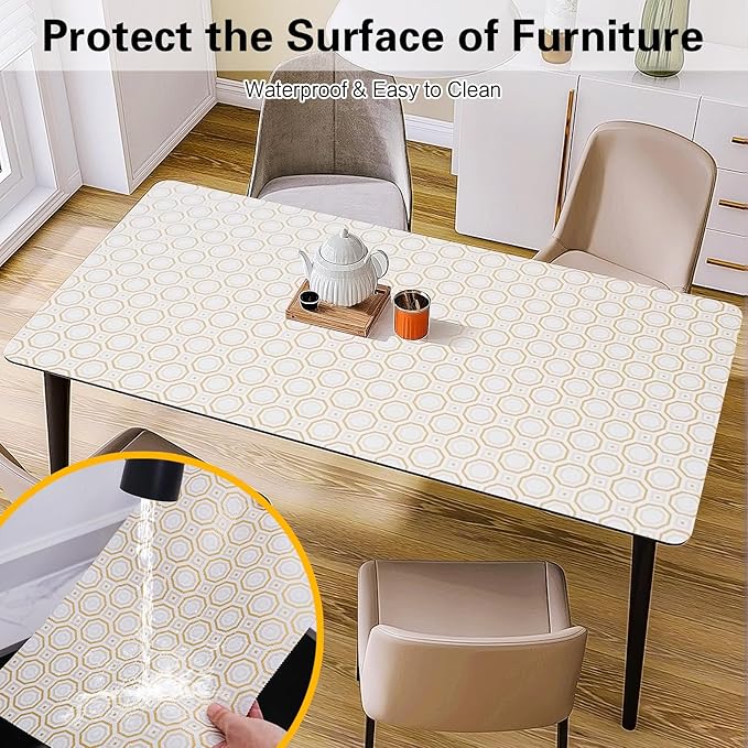 Drawer and Shelf Liner for Kitchen Cabinet,Non-Adhesive Cabinet Liner 24in x 30FT,Waterproof Shelf Paper Non-Slip Mats Cupboard Liners Contact Protect Dresser/Shelves/Table-Gold Octagonal - Image 7