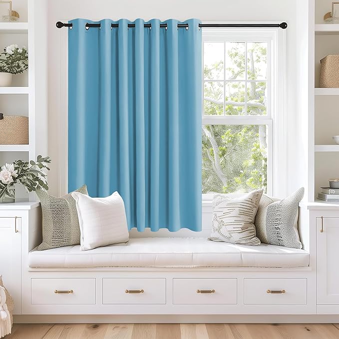 NICETOWN Blackout Curtains 63 inches Long for Living Room Bedroom, Grommet Thermal Insulated Room Divider Drape Window Treatment for Sliding Patio Door, W100 x L63, 1 Panel, Teal Blue by NICETOWN