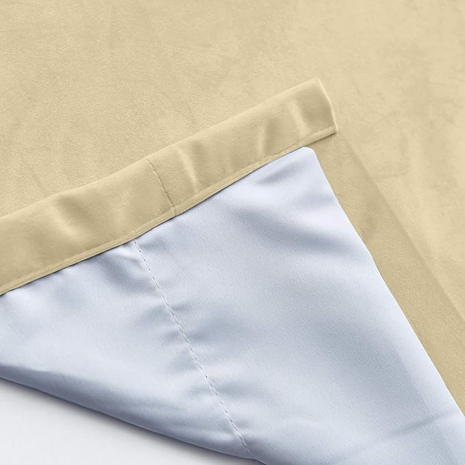 ChadMade Blackout Lined Premium Velvet Curtain Cream 50Wx108L Inch (1 Panel), Eyelet Grommet for Livingroom Bedroom Theater Studio, Leon Collection - Image 5