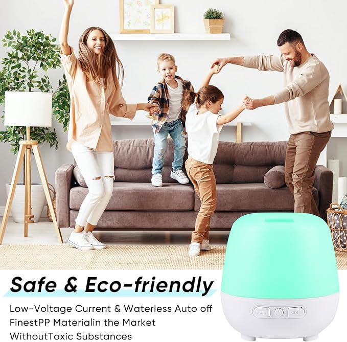 HAPPTWS 220ml Essential Oil Diffuser, Upgraded Diffusers for Essential Oils Aromatherapy Diffuser Cool Mist Humidifier with 7 Colors Lights 2 Mist Mode Waterless Auto Off for Home Office Room - White - Image 3