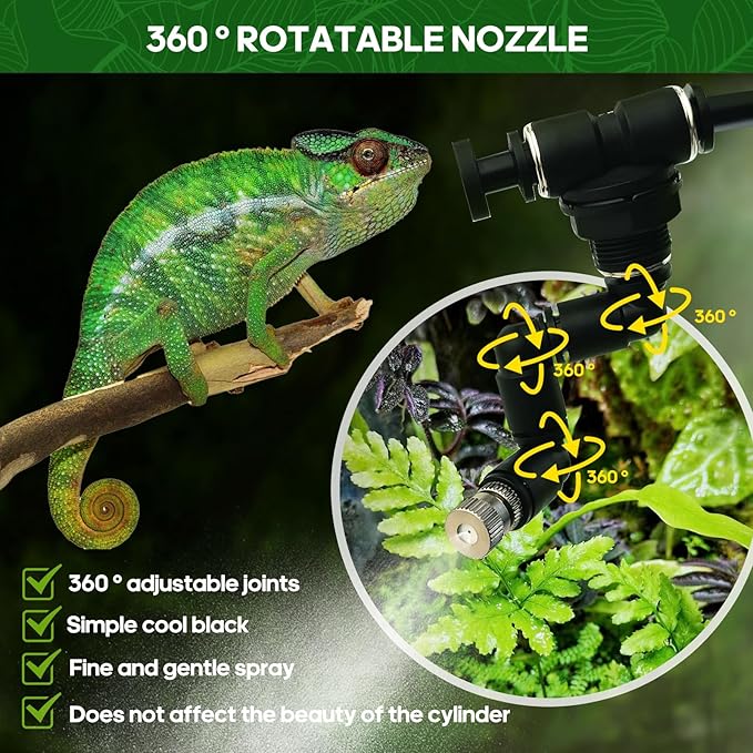 Reptile Smart Mister, Reptile Humidifiers Misting System Automatic with Timer, Terrariums Humidifier with 360°Adjustable Misting Nozzles, Spray Kit for Rainforest Plants Amphibian - Image 8