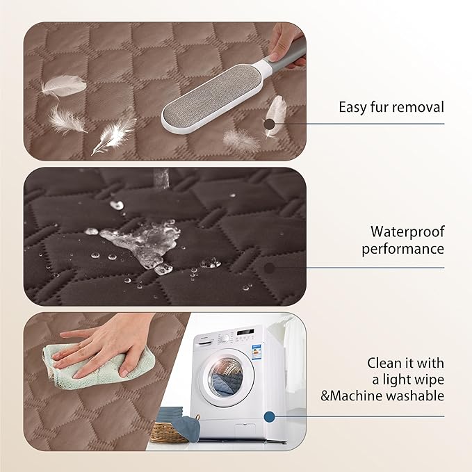 gogobunny 100% Double Sided Waterproof Dog Blanket Soft Pet Bed Cover Reversible Protect Furniture Couch Sofa Car for Puppy Large Dog Cat (Dark Coffee/Light Coffee, 82x82 Inch (Pack of 1)) - Image 8