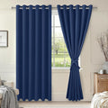 Hiasan Room Darkening Curtains for Bedroom, 70 x 84 Inches - Thermal Insulated & Energy Saving Window Drapes for Living Room/Dorm Room, Set of 2 Panels Sewn with Tiebacks, Navy by Hiasan