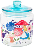 Silver Buffalo Disney Alice in Wonderland Flowers and Mushrooms Glass Cookie Snack Candy Jar with Lid (Small) by SilverBuffalo