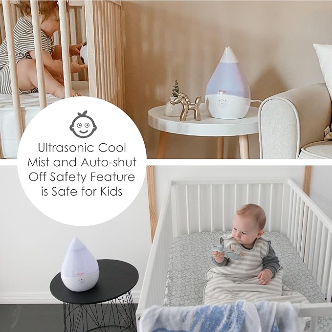 Crane Teardrop Ultrasonic Cool Mist Humidifier for Baby Nursery, 0.5 Gallon, Adjustable Settings, Essential Oil Diffuser White - Image 4