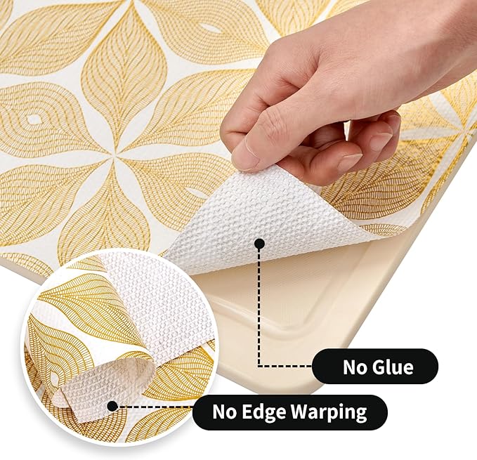Shelf Liners for Kitchen Cabinets 17in x 20FT, Non Adhesive Cabinet Liner Strong Non-Slip Golden Leaf Drawer Liner, Easy to Clean for Shelf, Cabinet with Knife and Tape Measure - Image 5