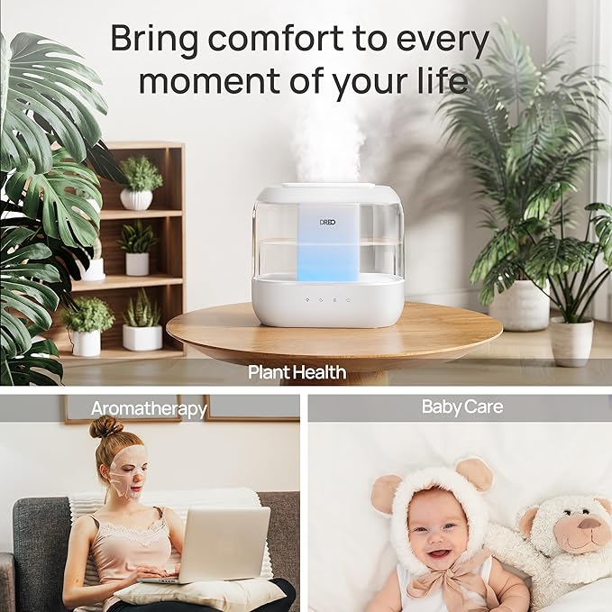 Dreo Humidifiers for Bedroom, 4L Top Fill for Large Room, 36H Runtime, 28 dB Quiet Supersized Cool Mist Air Humidifier for Baby Nursery, Plants, Indoor, Night Light, Easy to Clean & Fill, White - Image 8