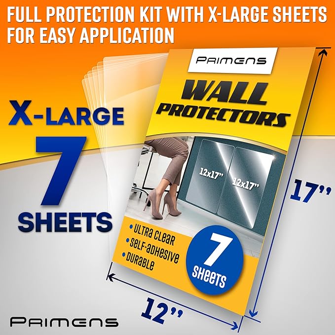 Clear Wall Protector Film Stickers for Kitchens & Offices - Shields Paint from Oil Splashes, Trash, Furniture Scuffs (Transparent, 7 Sheets) - Image 5