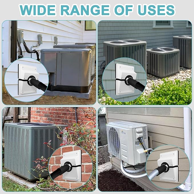 HVAC Wall Penetration and Duct Kit Cover, Split Air Conditioning Duct Kit Wall Cover, Easy to Install HVAC Wall Penetration for Indoor and Outdoor Air Conditioning Systems(White) - Image 7