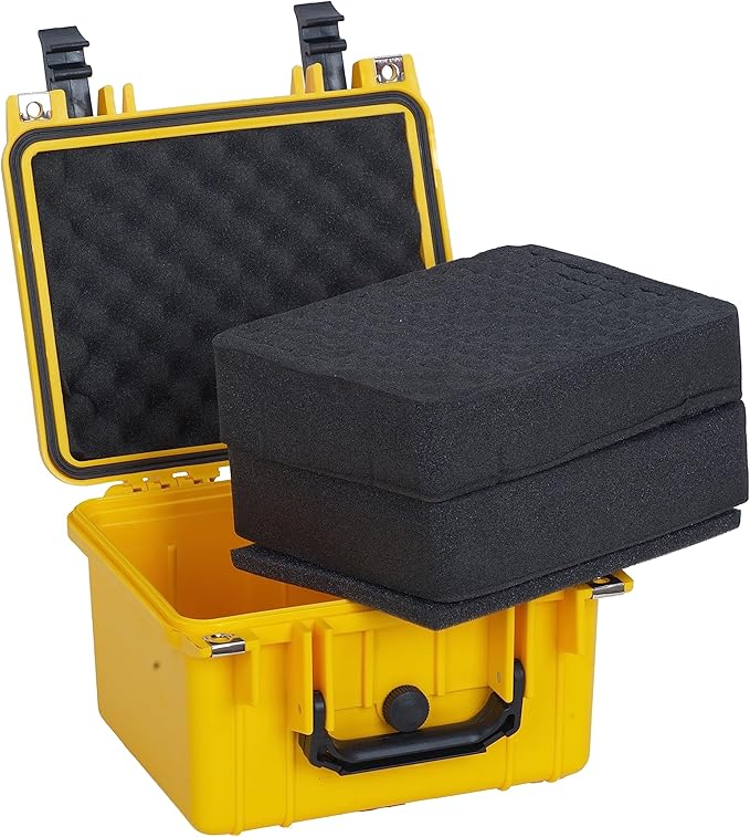 MEIJIA Portable All Weather IP67 Waterproof Camera Case,hard case with Customizable Fit Foam,Fit Use of Drones,Camera,Equipments,10.62 x9.68x6.87inches (Yellow) - Image 2