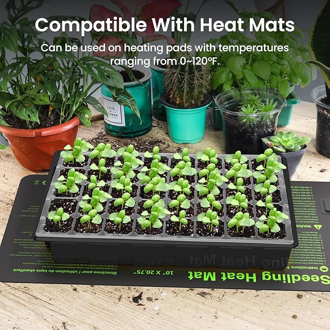 MIXC Seed Starter Tray with Lights, 2 Packs Mini Propagator Plant Grow Kit Greenhouse with Humidity Vented Domes and Base for Seeds Starting, Black - Image 3