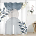 Blue Gray Boho Shower Curtain 60Wx72H Abstract Grey Bohemian Modern Leaves Mid Century Minimalist Plant Bathroom Decor Contemporary Simple Neutral Bath Curtain Fabric Polyester 12 Pack Hooks by MitpokBrand