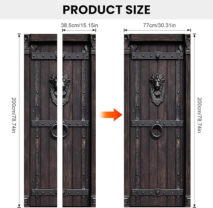 3D Door Decals Stickers Peel Stick Wall Murals Vinyl Wallpaper Self-Adhesive Mural Door Covers Decorative for Furniture Home Decor Wrinkle-Resistant Waterproof - Image 3