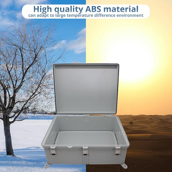 MAKERELE Large Outdoor Electrical Box Junction Plastic Waterproof Lockable IP67 Plastic Electric Box Enclosure with Hinged Cover with Mounting Plate and 1" NPT*2(19.7"*15.7"*7.9") - Image 5