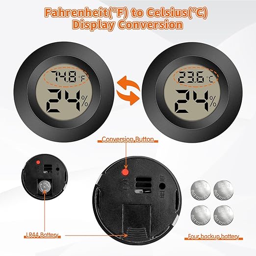 Mini Hygrometer Indoor Outdoor Thermometer Humidity Meter Digital LCD Temperature and Humidity Monitor Humidity Gauge for Greenhouse Humidor Reptile Thermostat Jars Fahrenheit(℉)/ Celsius(℃) 4 Pack - Image 2