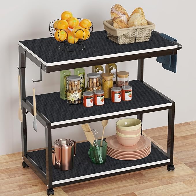 Black Shelf Liners for Kitchen Cabinets Non Adhesive Drawer Liner for Bathroom Waterproof Refrigerator Liners for Shelves Fridge Plastic Mats Cabinet Cupboard Liner 17.5 x 393.7 Inches - Image 6