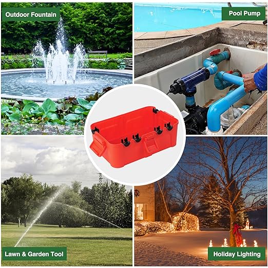 Flemoon Large Outdoor Electrical Box (12.5 x 8.5 x 5 inch), IP54 Waterproof Outdoor Extension Cord Cover Weatherproof, Protect Outlet, Plug, Socket, Timer, Power Strip, Holiday Light Decoration, Red - Image 8