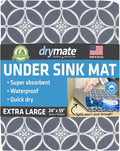 Drymate Premium XL Under Sink Mat, Waterproof Cabinet Protection Mats for Kitchen & Bathroom, Absorbent Shelf Liners, Slip-Resistant, Non-Adhesive, Machine Washable (USA Made)(24”x59”)(Indigo Grey) by Drymate