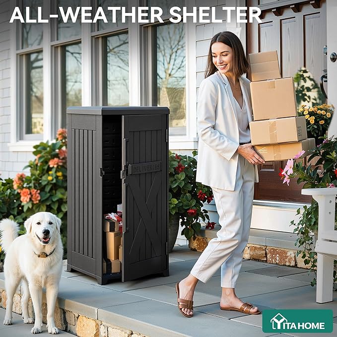 YITAHOME 60-Gallon Secure Package Delivery and Storage Box, Double-Wall Resin, Weatherproof, for Outdoor Use, Curbside or Porch, 8.5 Cubic Feet, Gray - Image 2