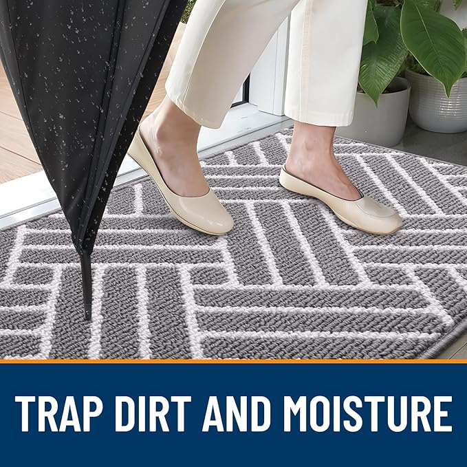 OLANLY Runner Indoor Door Mat, 59x23 Inch, Dirt Resistant and Absorbent, Non-Slip Rubber Backing Floor Mats, Easy Clean Low-Profile Doormat for Entryway, Front Door, and Inside Entrance, Grey - Image 2