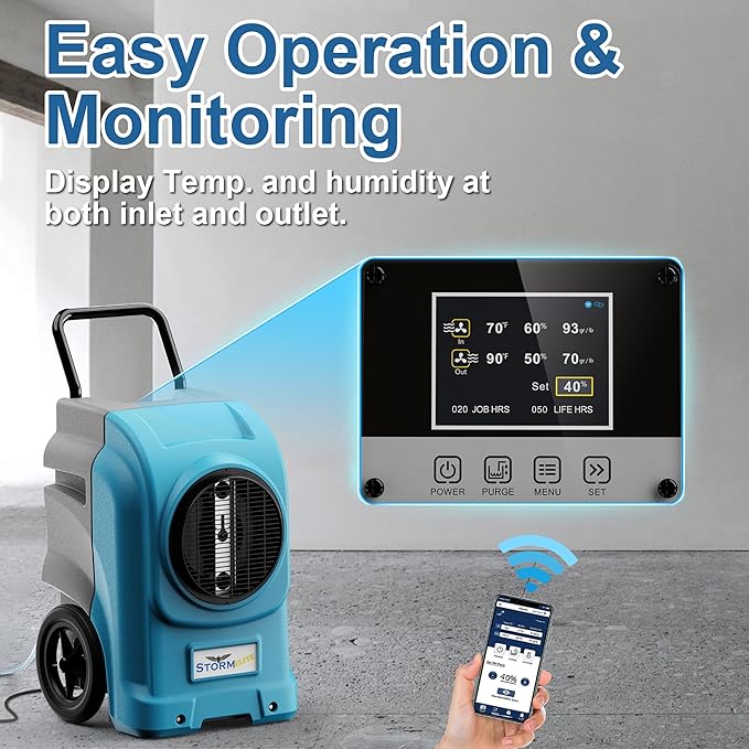 AlorAir 270 Pints Commercial Dehumidifiers Smart Wi-Fi with Pump, Up to 3,000 Sq.Ft Coverage for Large Room or Basements, Industrial Dehumidifier with Drain Hose, 5 Years Limited Warranty - Image 2