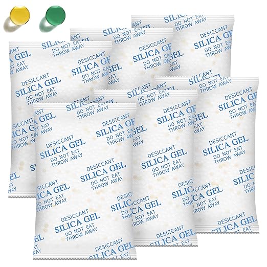 Moisture Absorbers – 100 Gram 16 Packs Silica Gel Packets Food Grade Silica Packets with Color Indicating, Premium Desiccant Packs for Food, Electronics, Closet, Jewelry and Safe Storage by ABSORBKING