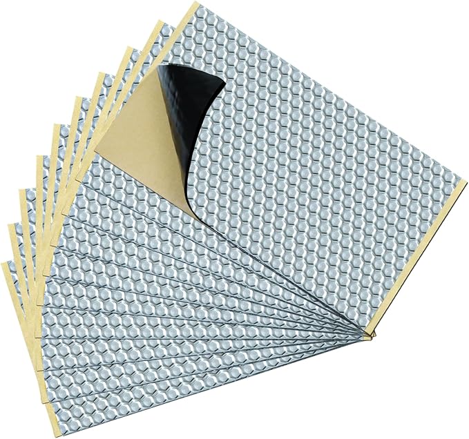 TroyStudio Vibration Damping Mat, 10 pcs 15.7 x 9 x 0.08 Inches Self-Adhesive Sound Deadening Sheets, Aluminum Foil Noise Dampening Panels for Vent, Duct Wrap, Pipes, Engine, Water Pump, Audio, Car by TroyStudio