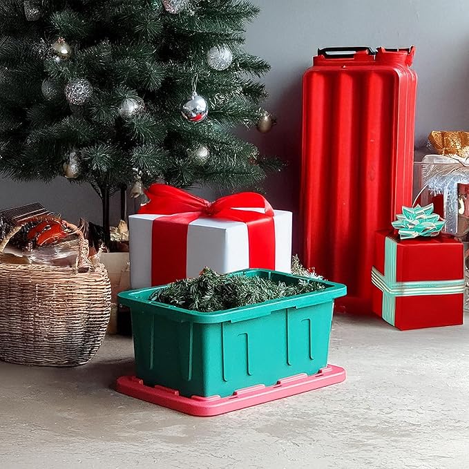 HOMZ 4-Pack Durabilt Tote, Heavy Duty Plastic Storage Bins with Lids, 15 Gallon, Green/Red - Stackable Organizing Containers for Home, Garage, and Office - Image 9