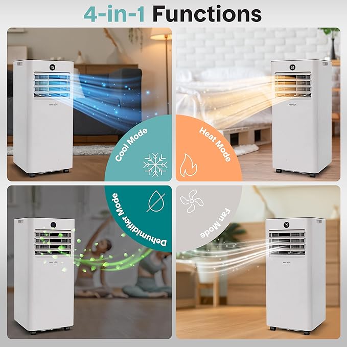 SereneLife 8,000 BTU Portable Air Conditioner and Heater, Small AC with Dehumidifier and Fan, Wifi Function, Mini AC Unit with 350 Sq. Ft. Coverage, Includes Remote Control and Window Mount Kit - Image 5