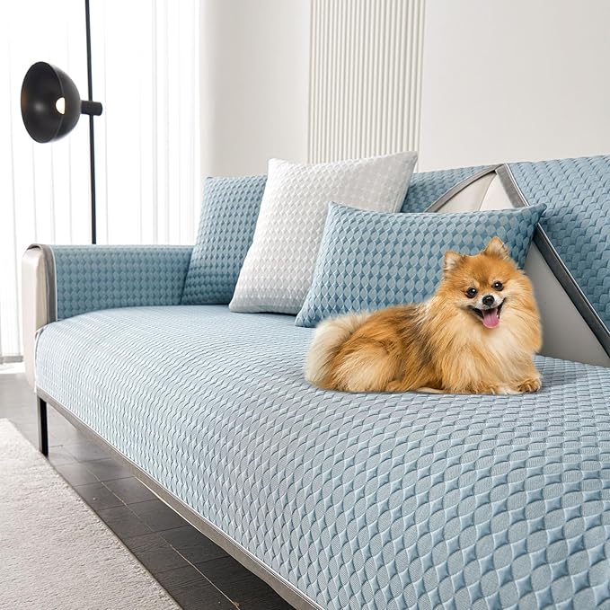 OTOB Cooling Dog Couch Cover Ice Silk Fiber, Washable & Non Slip Sofa Slipcovers Pet Mat, Soft Dog Bed Couch Cover Cooling Mat, Durable Pet Friendly Furniture Protector Covers(Blue, 36"*36") by OTOB