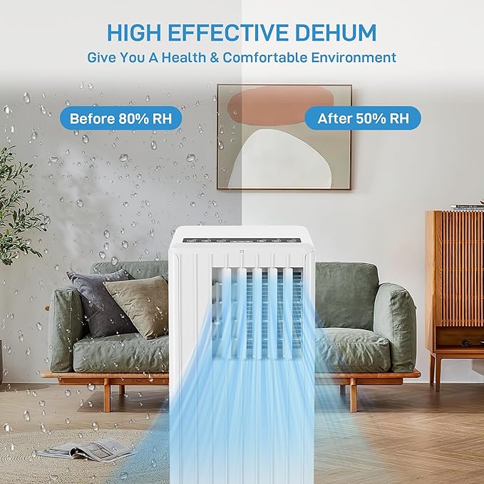 8000 BTU Portable Air Conditioner for Room, Portable AC Air Conditioner with Remote Control & Window Kit, 4-in-1 Air Conditioner Cools Up To 350 sq. ft, 1-24H Timers - Image 6