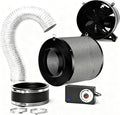 MELONFARM Air Filtration Kit, 6" 260 CFM Inline Duct Fan with Speed Controller, 8" High Carbon Filter, 8 Ft Ducting & Rubber Coupler, Air Cooling and Filtration Kit for Grow Tent, Hydroponics by MELONFARM