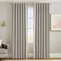 RYB HOME 100% Blackout Silver Grey Curtains, Privacy Flax Linen Drapery for Living Room & Bedroom Total Blackout, Rod Pocket & Back Tab Window Treatment, Set of 2, W52 x L84 by RYBHOME
